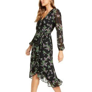 🎁 Q & A Floral Print Midi Wrap Dress